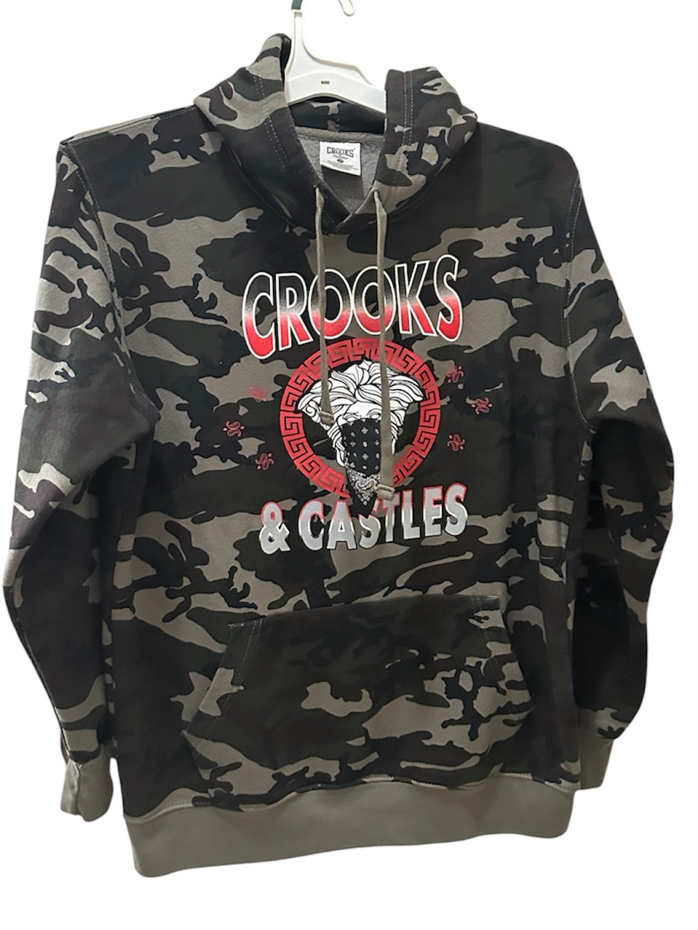 Crooks & Castles Camo Legend Medusa Bandana Hoodie size Large